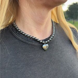 Hematite Heart Choker – Handmade